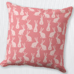 Cute Bunny Rabbit Pink Pattern Throw Pillow<br><div class="desc">Adorable little pink bunny rabbits.  Back features a matching pattern.  Original art by Nic Squirrell.</div>