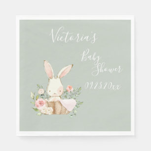Cute Bunny Rabbit Sage Baby Shower Personalized  Napkin