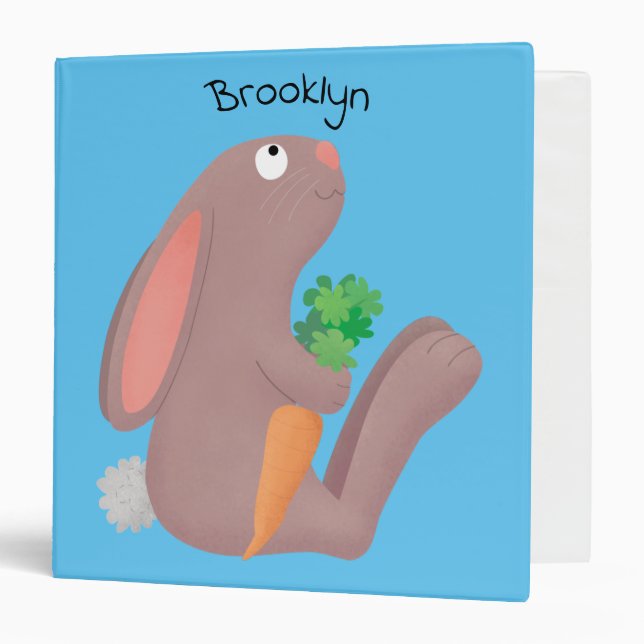 Cute bunny rabbit sitting with carrot cartoon binder (Front/Inside)