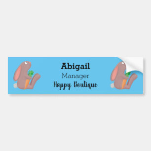 Cute bunny rabbit sitting with carrot cartoon bumper sticker