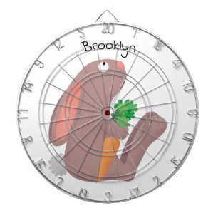 Cute bunny rabbit sitting with carrot cartoon dartboard