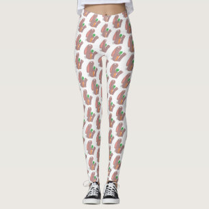 Cute bunny rabbit sitting with carrot cartoon leggings