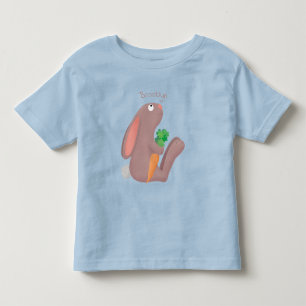 Cute bunny rabbit sitting with carrot cartoon toddler t-shirt