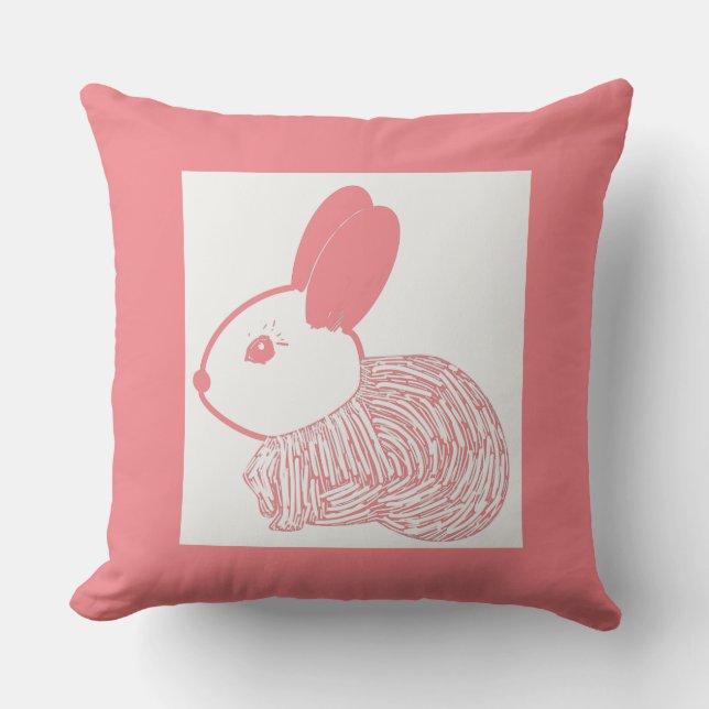 Cute Bunny Rabbit Throw Pillow (Front)