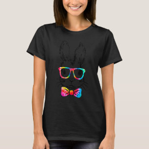 Cute Bunny Rabbit Tie Dye Glasses Girl Happy Easte T-Shirt