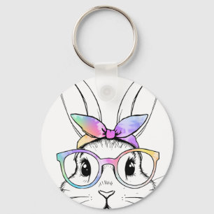 Cute Bunny Rabbit Tie Dye Gles Ndana Easter Girls Keychain