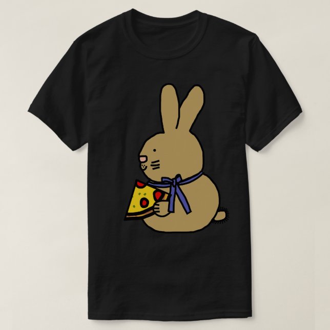 Cute Bunny Rabbit with Pizza Slice T-Shirt (Design Front)