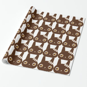 cute bunny rabbit with skull bow wrapping paper