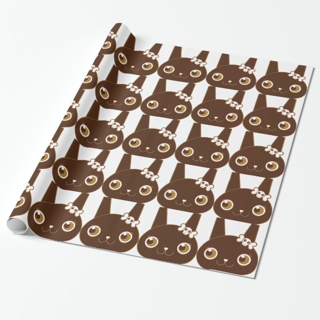 cute bunny rabbit with skull bow wrapping paper (Unrolled)