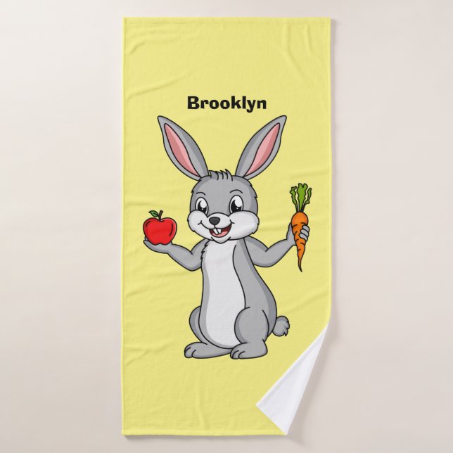 Cute bunny rabbit with vegetables (Serviette de bain)