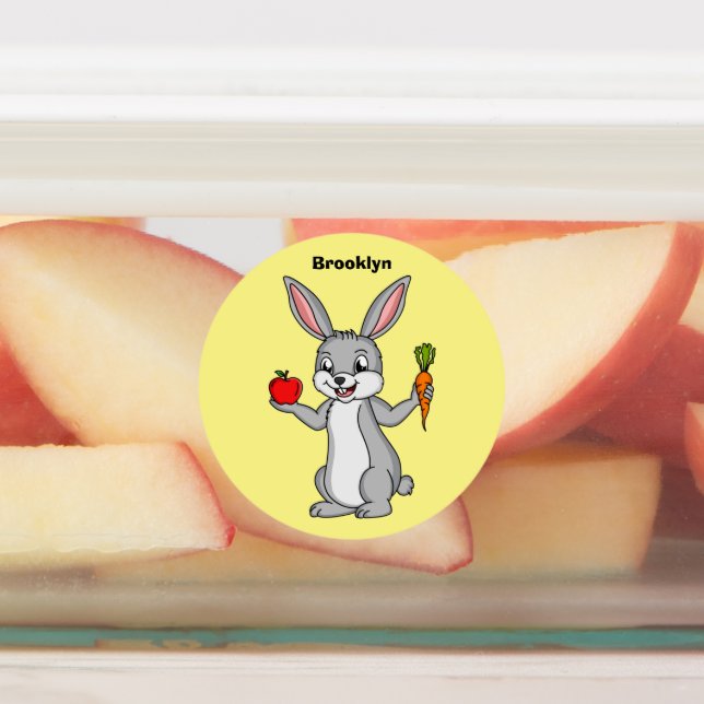 Cute bunny rabbit with vegetables cartoon (Affixed)
