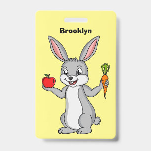 Cute bunny rabbit with vegetables cartoon badge
