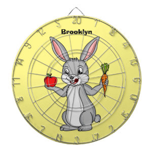 Cute bunny rabbit with vegetables cartoon dartboard