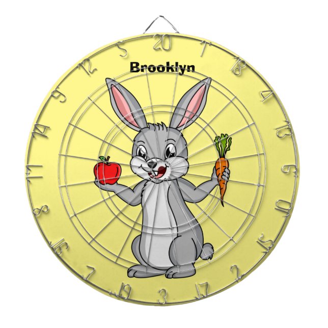 Cute bunny rabbit with vegetables cartoon dartboard (Front)