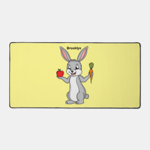Cute bunny rabbit with vegetables cartoon desk mat