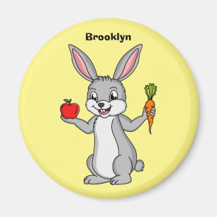 Cute bunny rabbit with vegetables cartoon magnet