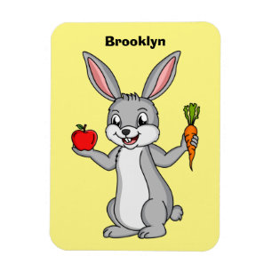 Cute bunny rabbit with vegetables cartoon magnet