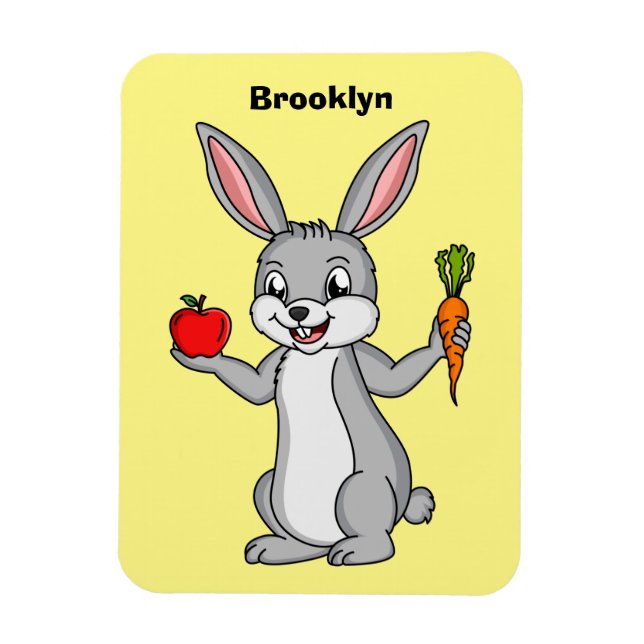 Cute bunny rabbit with vegetables cartoon  magnet (Vertical)