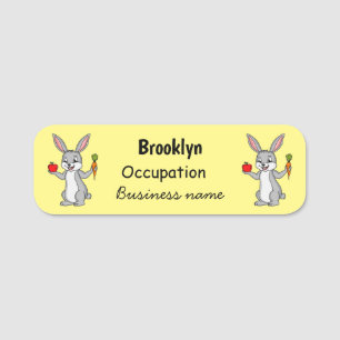 Cute bunny rabbit with vegetables cartoon name tag