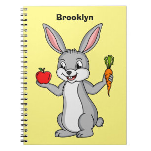 Cute bunny rabbit with vegetables cartoon notebook