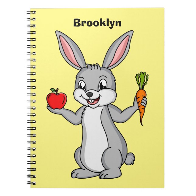 Cute bunny rabbit with vegetables cartoon notebook (Front)