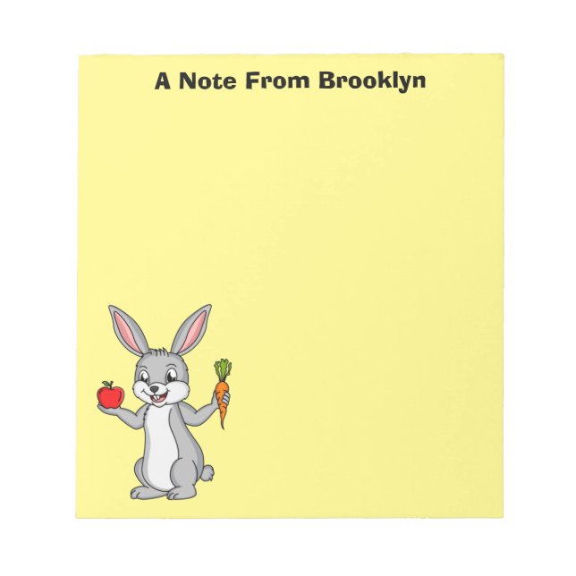 Cute bunny rabbit with vegetables cartoon  notepad (Front)