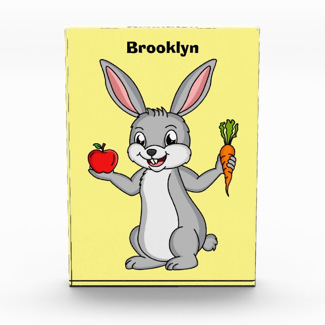 Cute bunny rabbit with vegetables cartoon photo block (Front)