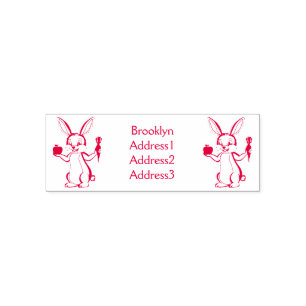 Cute bunny rabbit with vegetables cartoon self-inking stamp
