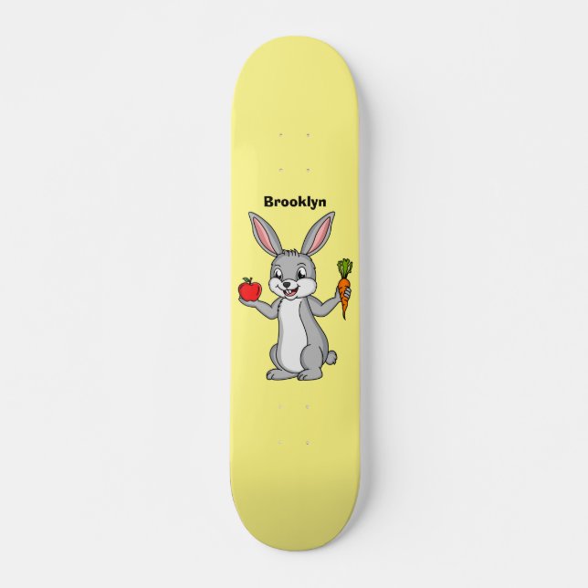 Cute bunny rabbit with vegetables cartoon skateboard (Front)