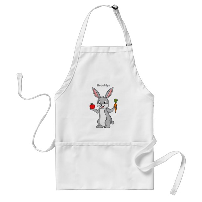 Cute bunny rabbit with vegetables cartoon  standard apron (Front)