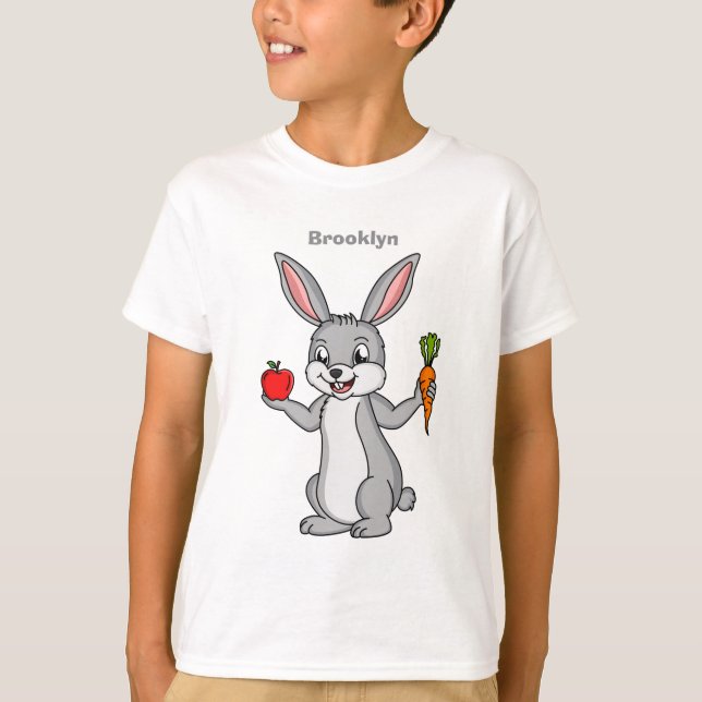Cute bunny rabbit with vegetables cartoon T-Shirt (Front)
