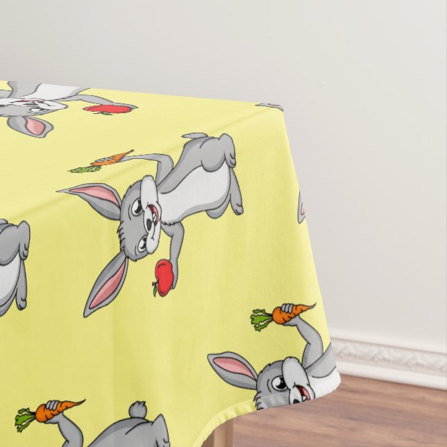 Cute bunny rabbit with vegetables cartoon tablecloth (In Situ)