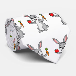 Cute bunny rabbit with vegetables cartoon  tie