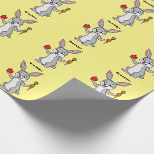 Cute bunny rabbit with vegetables cartoon  wrapping paper