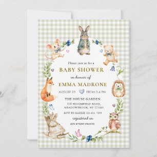 Cute Bunny Rabbit Woodland Baby Shower Invitation