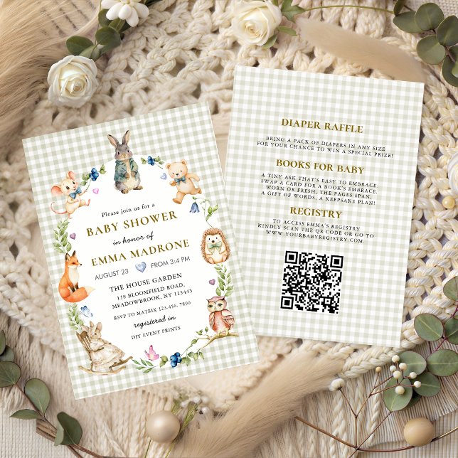 Cute Bunny Rabbit Woodland Baby Shower Invitation (Creator Uploaded)