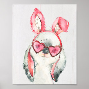 Cute Bunny Rabbit Woodland Nursery Art Print
