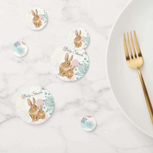 Cute Bunny Rabbits and Flowers Spring Baby Shower Confetti (Group)