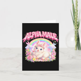 Cute Bunny Rainbow Floral Funny for Men Women Kid Card