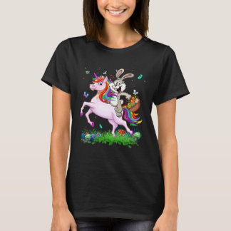 Cute Bunny Ride Unicorn Easter Eggs Easter Day Kid T-Shirt