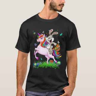 Cute Bunny Ride Unicorn Easter Eggs Easter Day Kid T-Shirt