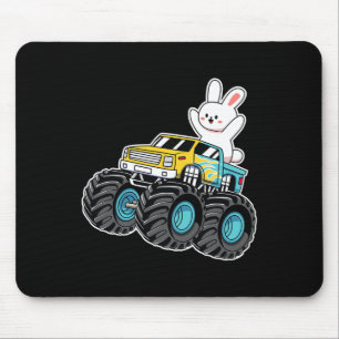 Cute Bunny Riding Monster Truck Easter Day Kids Gi Mouse Pad