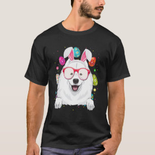 Cute Bunny Samoyed Dog Face Easter Eggs Easter Day T-Shirt