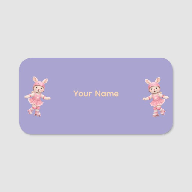 Cute Bunny School Name Label – Kids Back to School Name Tag (Front)