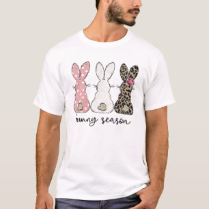 Cute Bunny Season Pink Leopard White Rabbit Easter T-Shirt