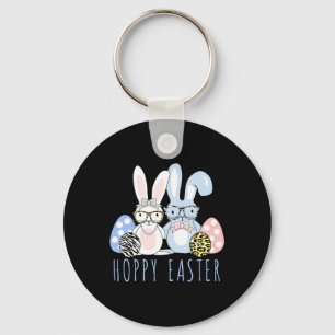 Cute Bunny Shirt Leopard Zebra Gles Print Easter G Keychain