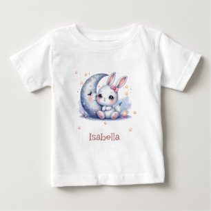 cute bunny sitting on the moon baby T-Shirt