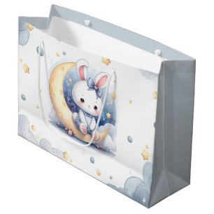 cute bunny sitting on the moon large gift bag