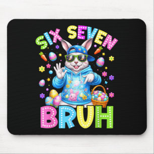 Cute Bunny Six Seven Bruh 6 7 Meme 67 Happy Easter Mouse Pad