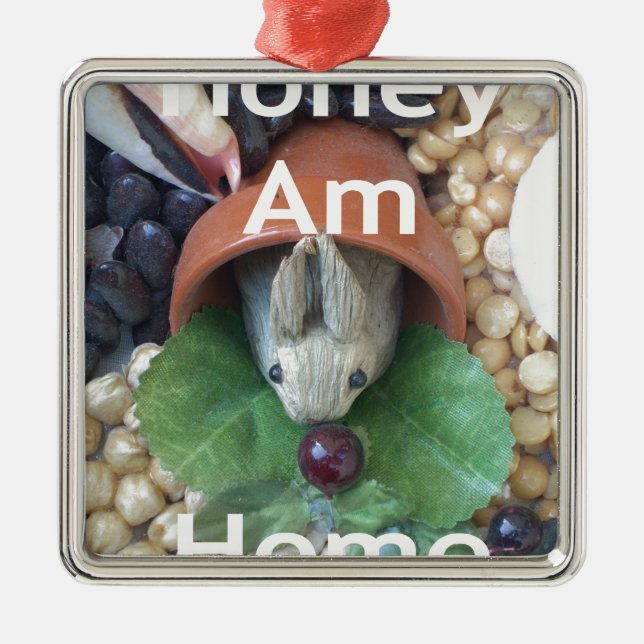 Cute Bunny Snacking Metal Ornament (Front)